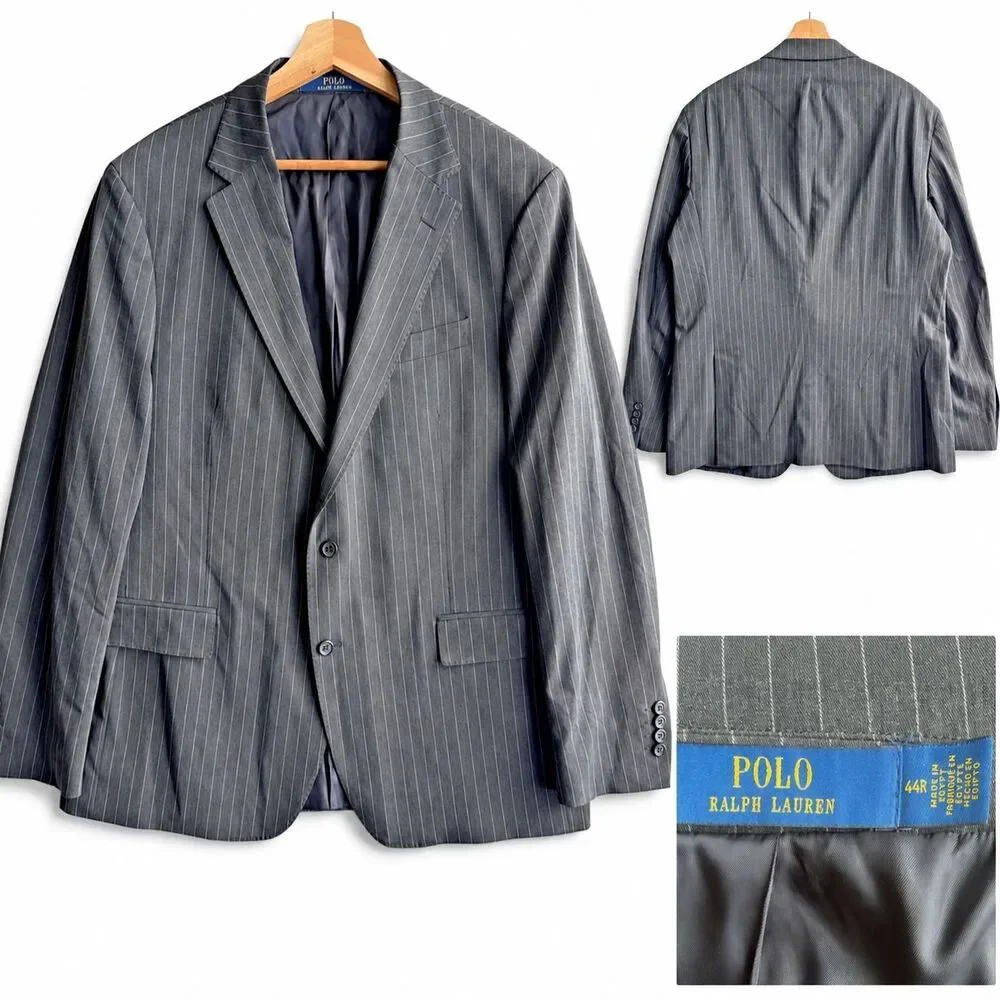 Polo Ralph Lauren Modern Fit Pinstriped Blazer Gray Men's Size 44R